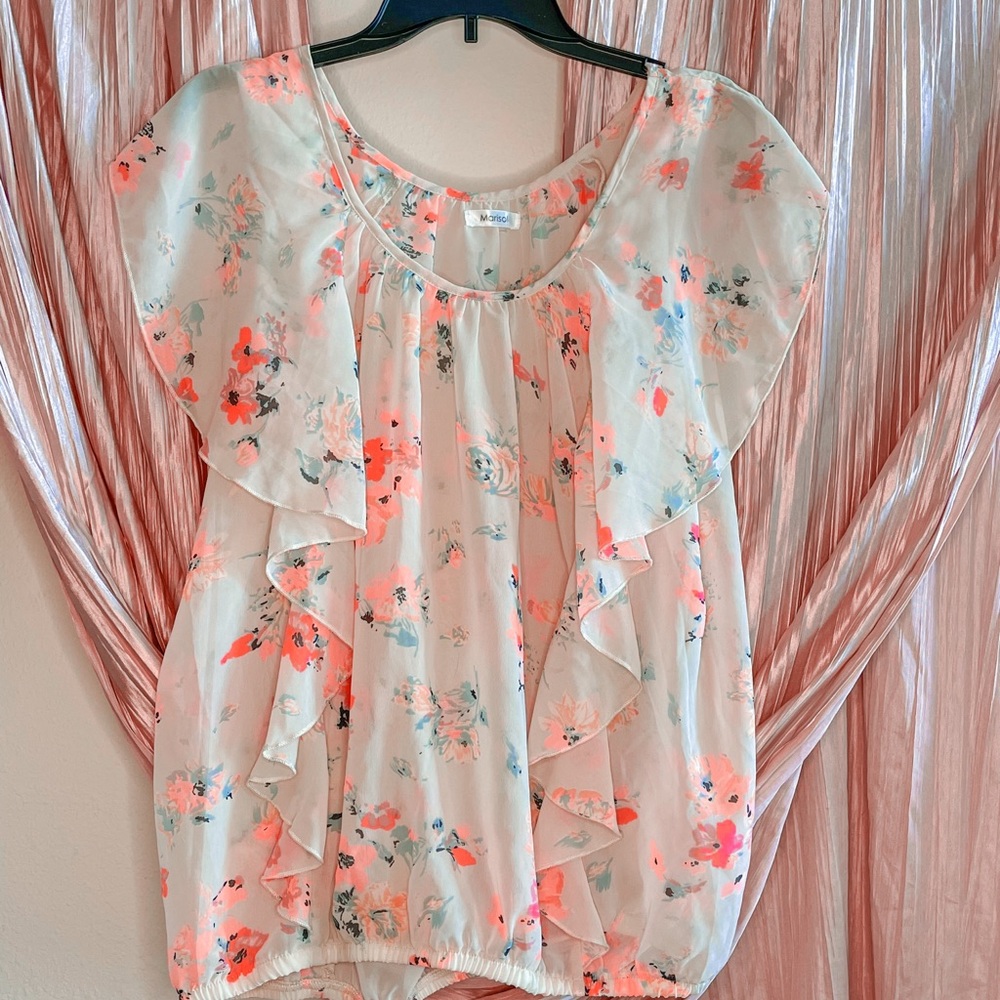 Sheer Babydoll Floral Blouse